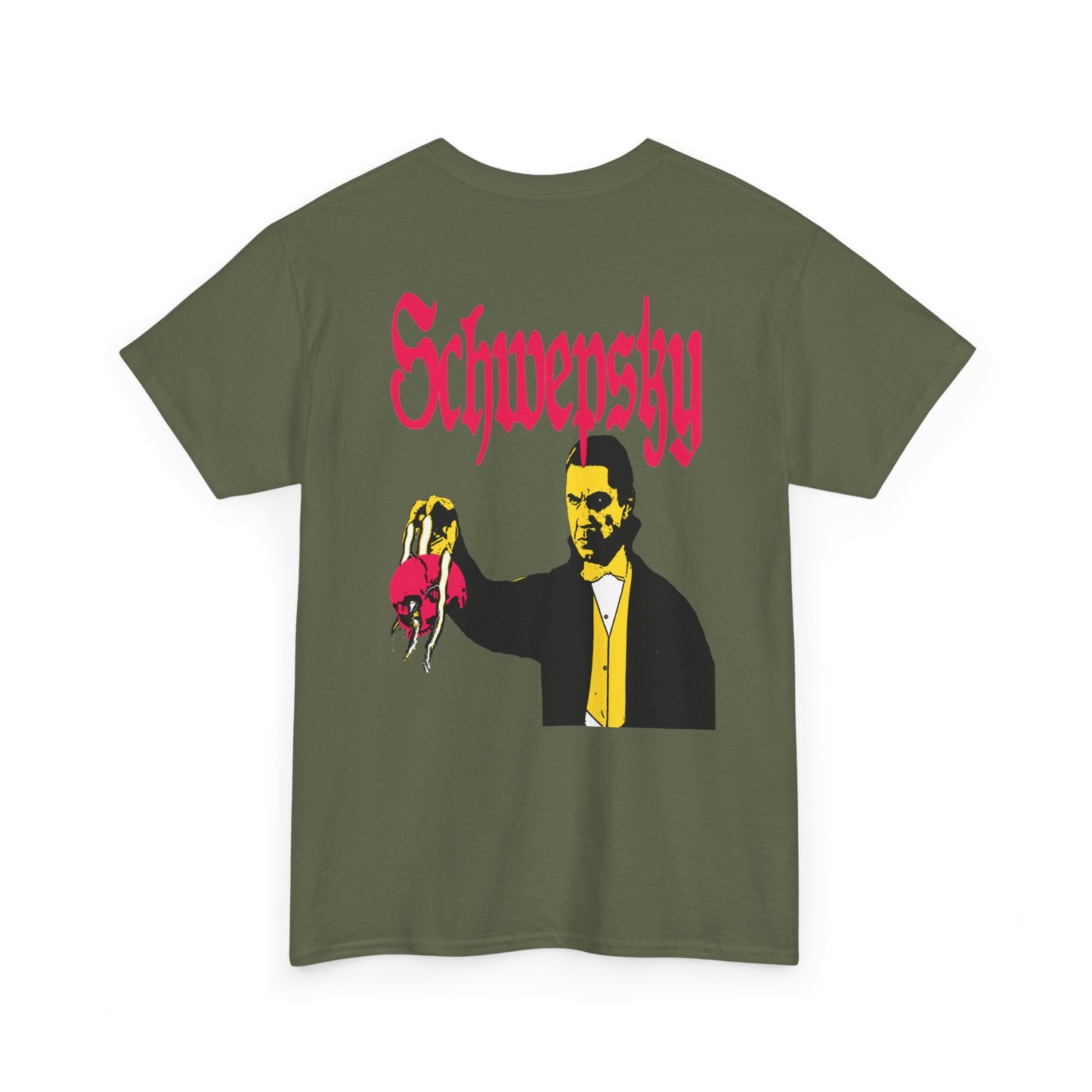 Schwepsky "Evil Lurking" Retro Gothic Logo T‑Shirt