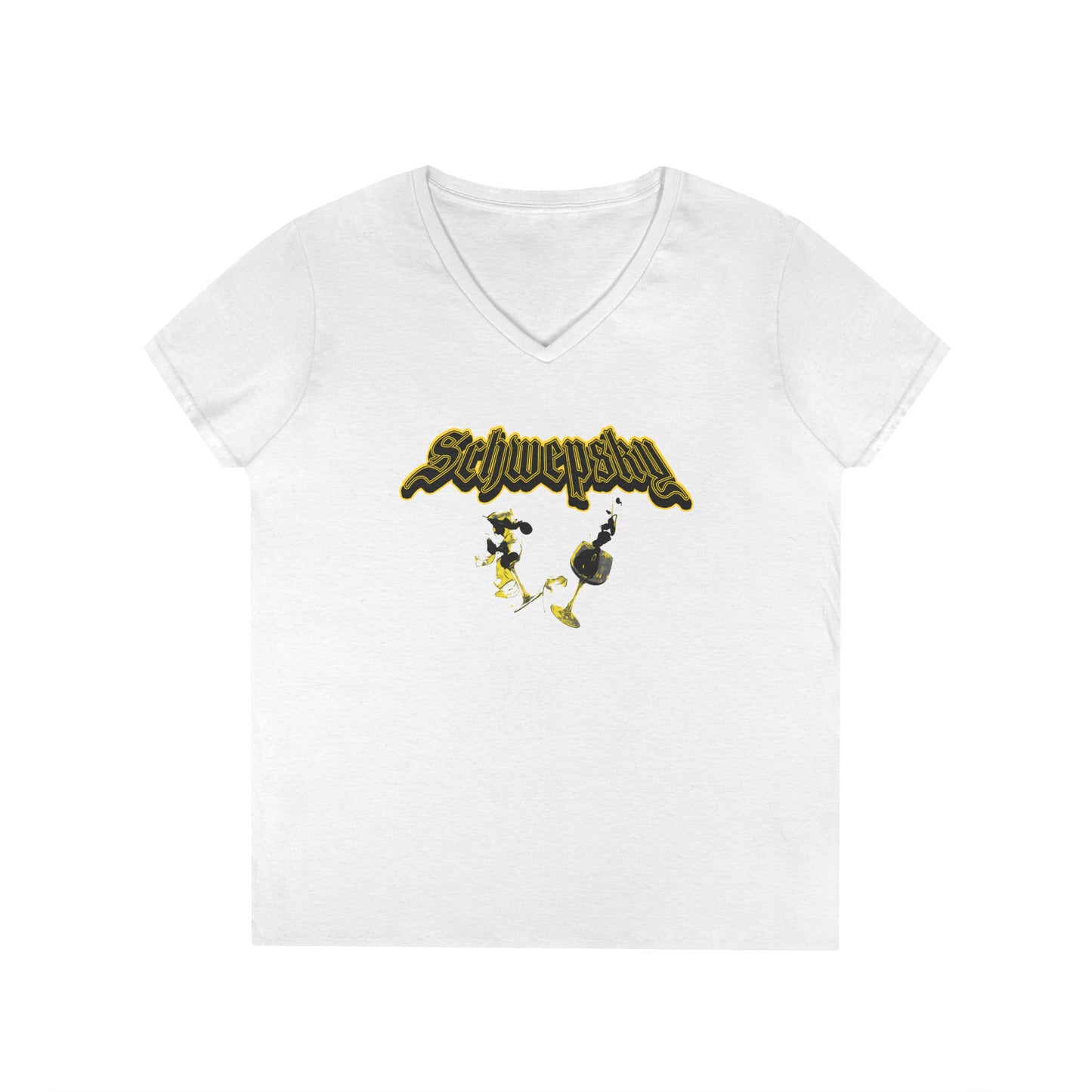 Schwepsky Vintage Wine Logo Ladies' V-Neck T-Shirt