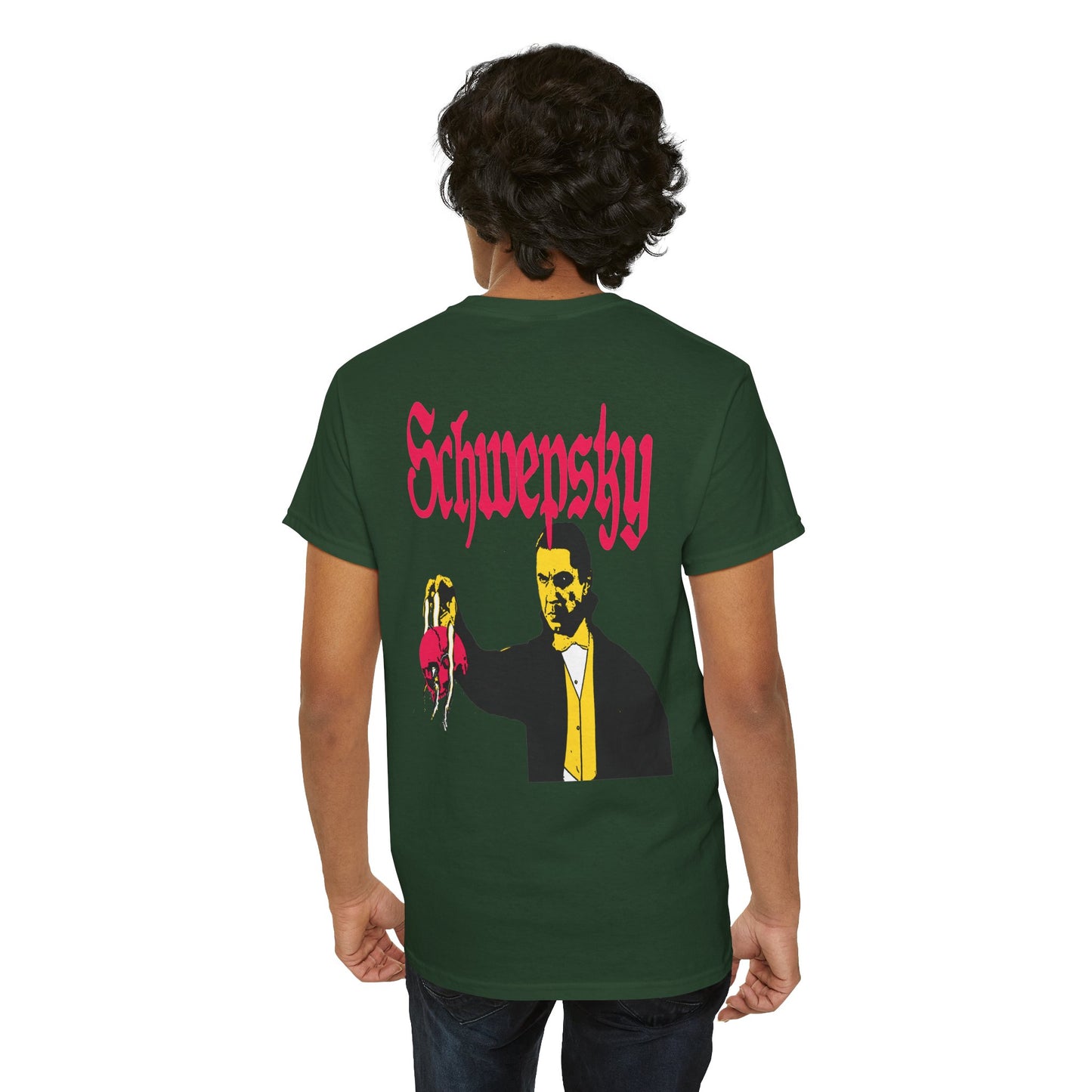 Schwepsky "Evil Lurking" Retro Gothic Logo T‑Shirt