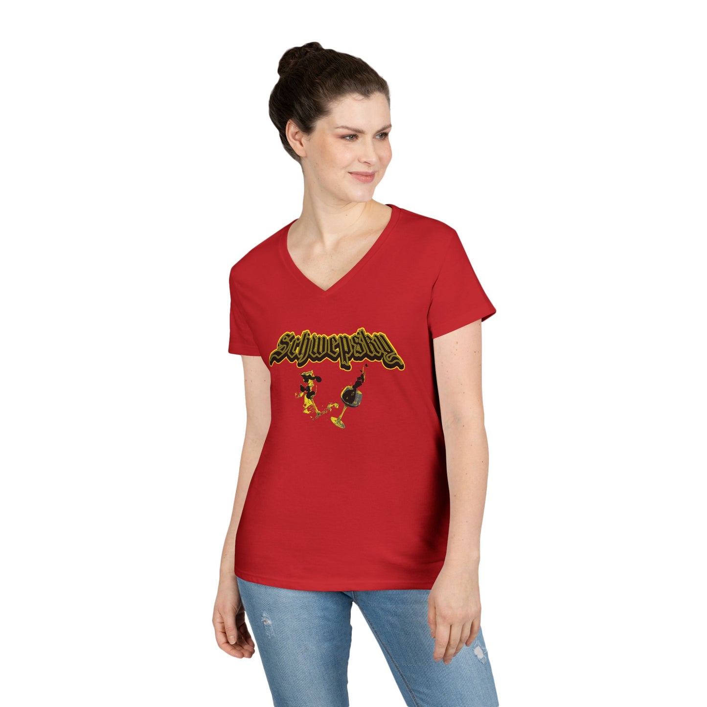 Schwepsky Vintage Wine Logo Ladies' V-Neck T-Shirt