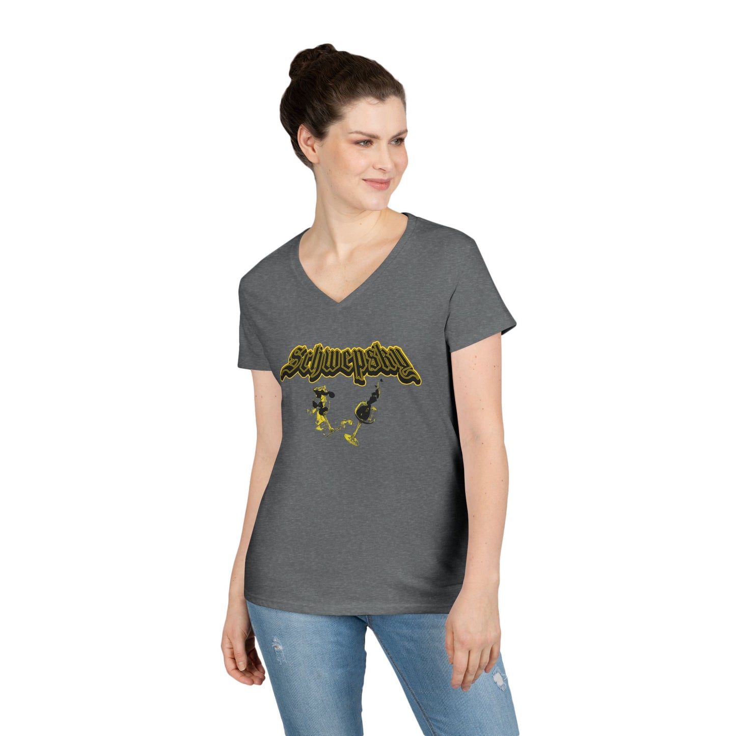 Schwepsky Vintage Wine Logo Ladies' V-Neck T-Shirt