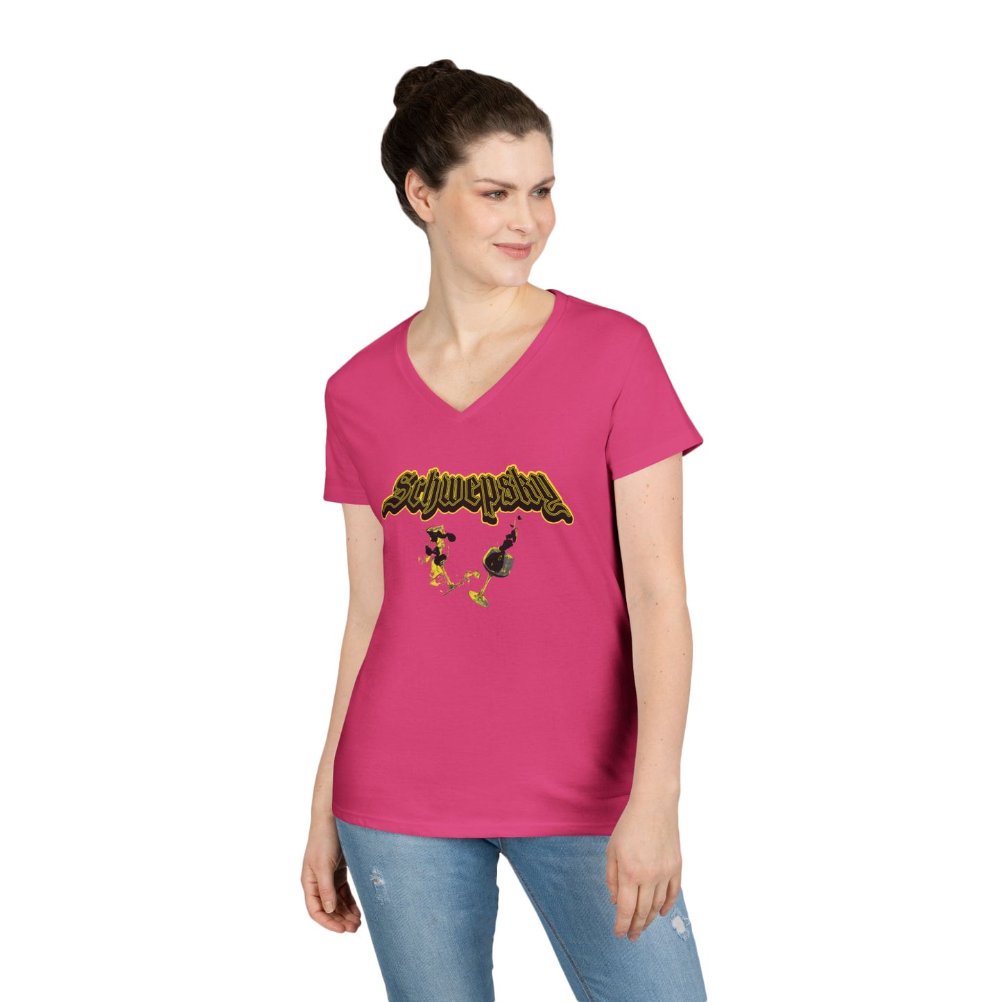 Schwepsky Vintage Wine Logo Ladies' V-Neck T-Shirt