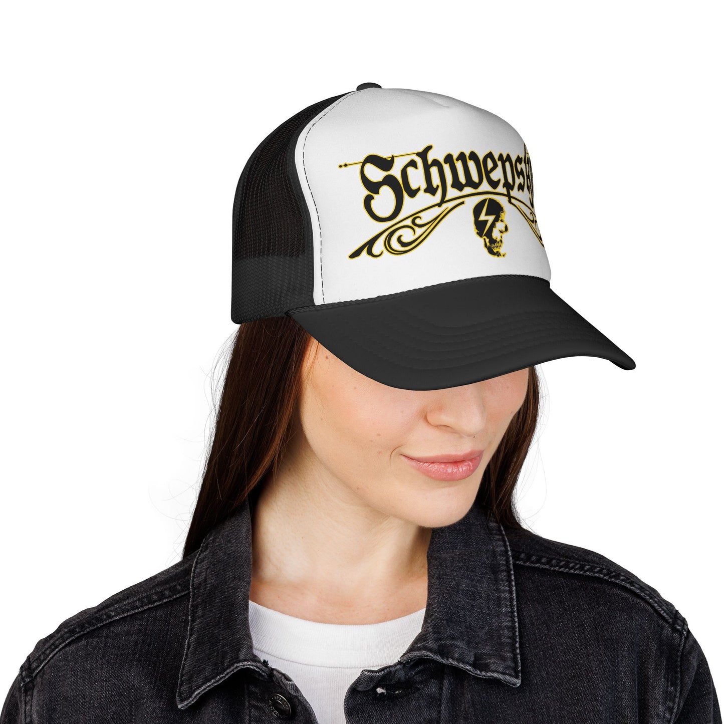 Schwepsky Trucker Cap - Vintage Gothic Logo Otto Mesh Hat