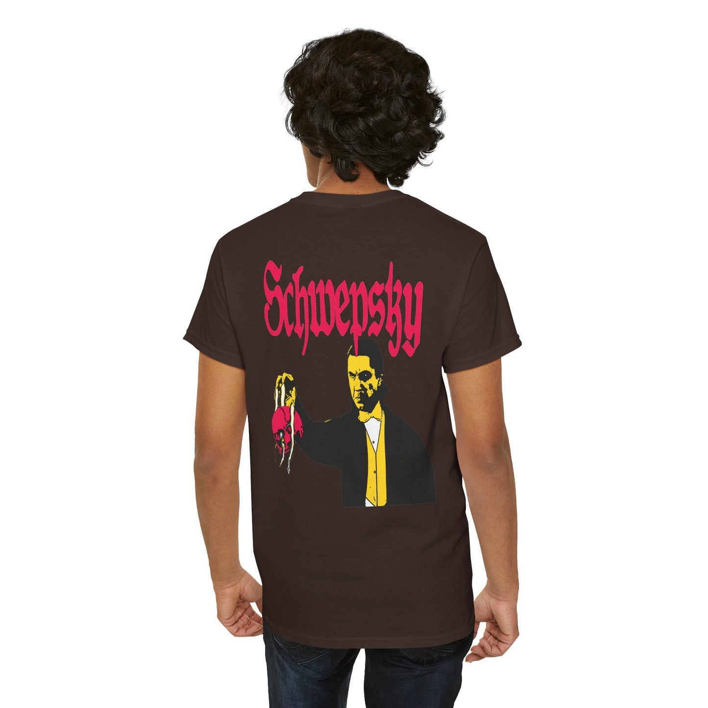Schwepsky "Evil Lurking" Retro Gothic Logo T‑Shirt