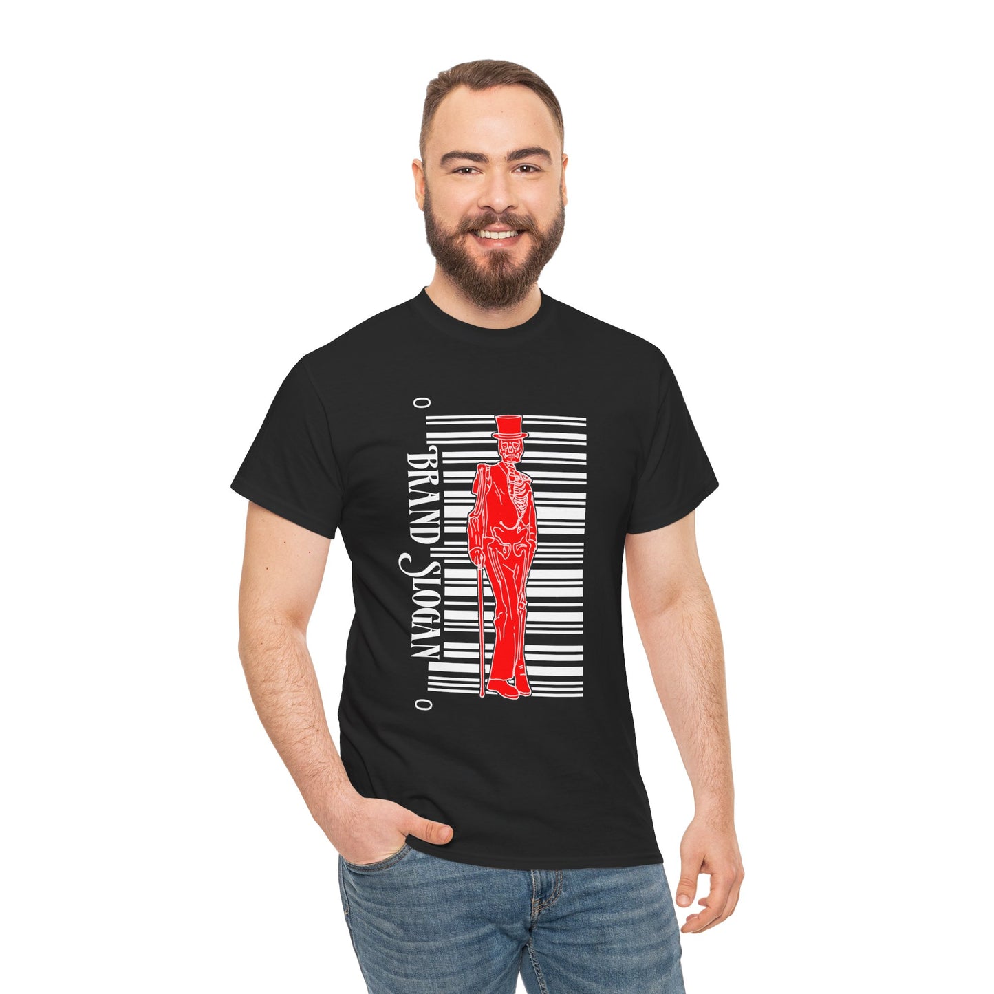 Vintage Gentleman Silhouette/ Barcode T-Shirt (Brand Slogan)