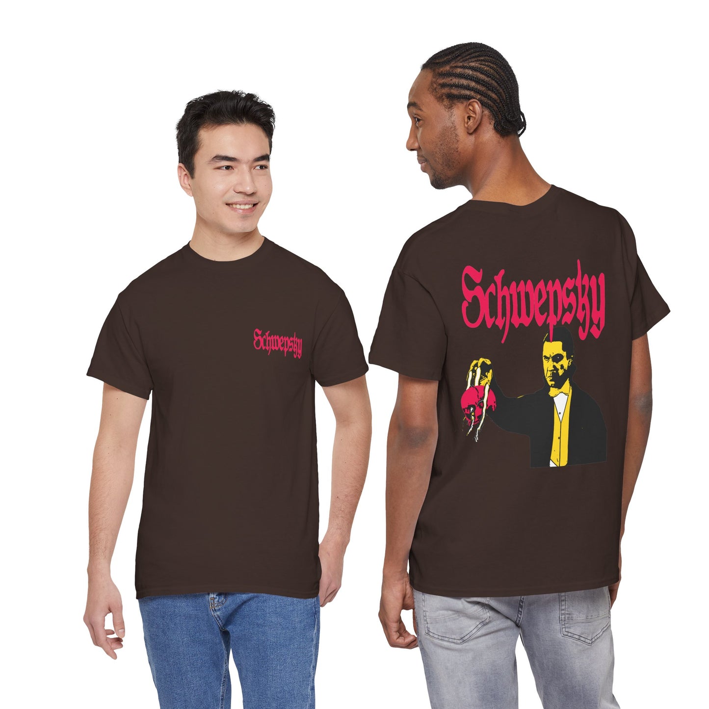 Schwepsky "Evil Lurking" Retro Gothic Logo T‑Shirt