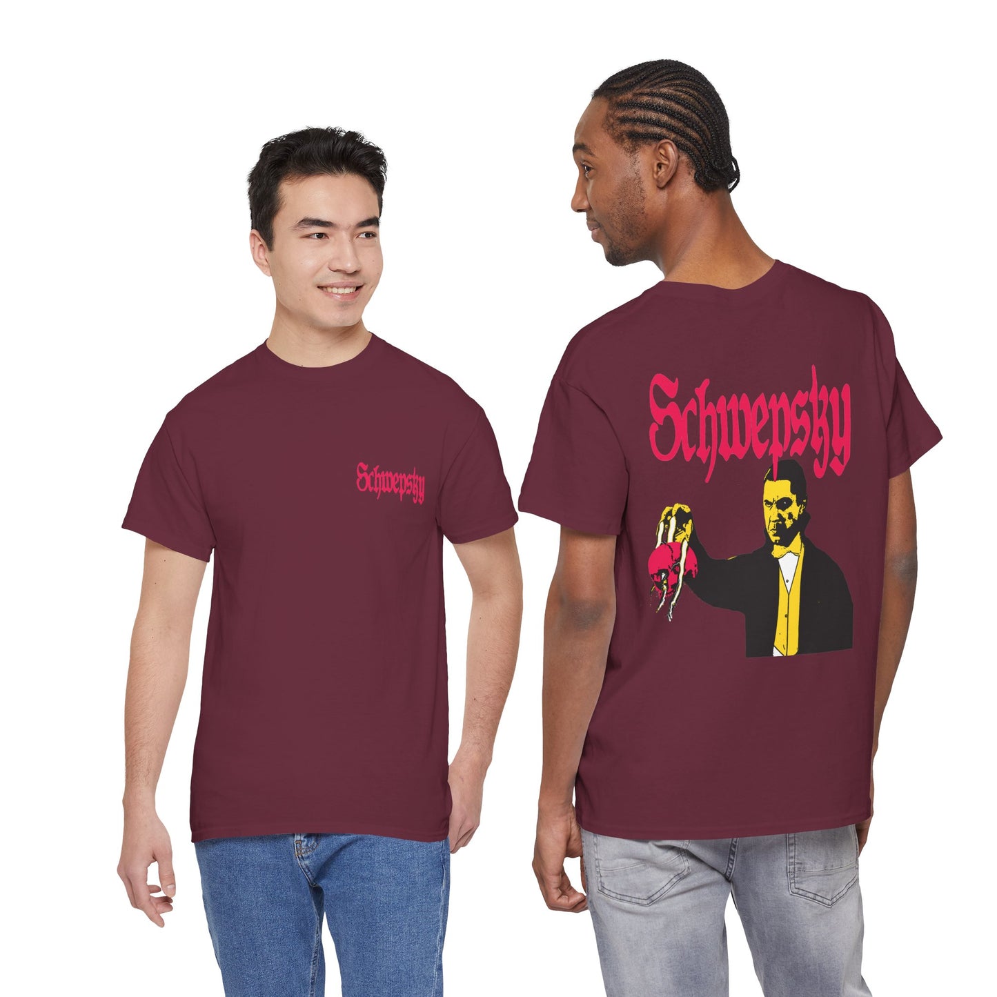 Schwepsky "Evil Lurking" Retro Gothic Logo T‑Shirt