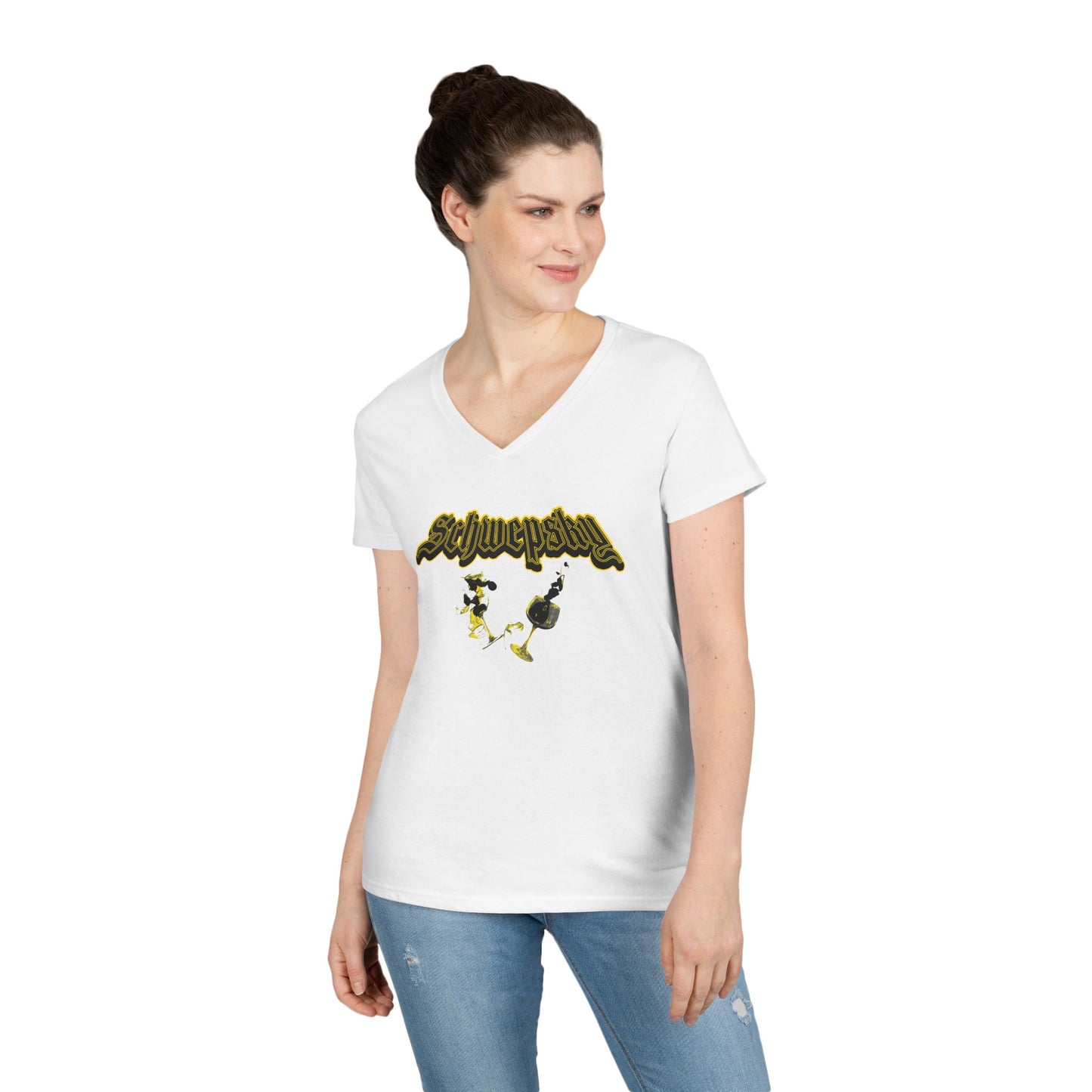 Schwepsky Vintage Wine Logo Ladies' V-Neck T-Shirt