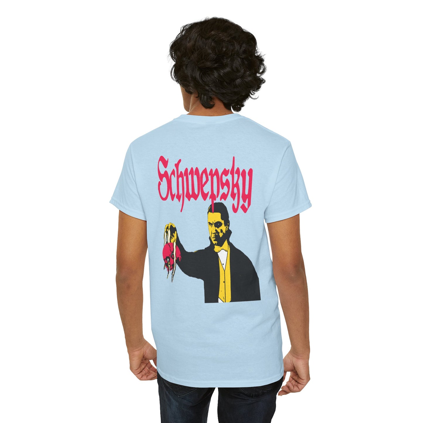 Schwepsky "Evil Lurking" Retro Gothic Logo T‑Shirt