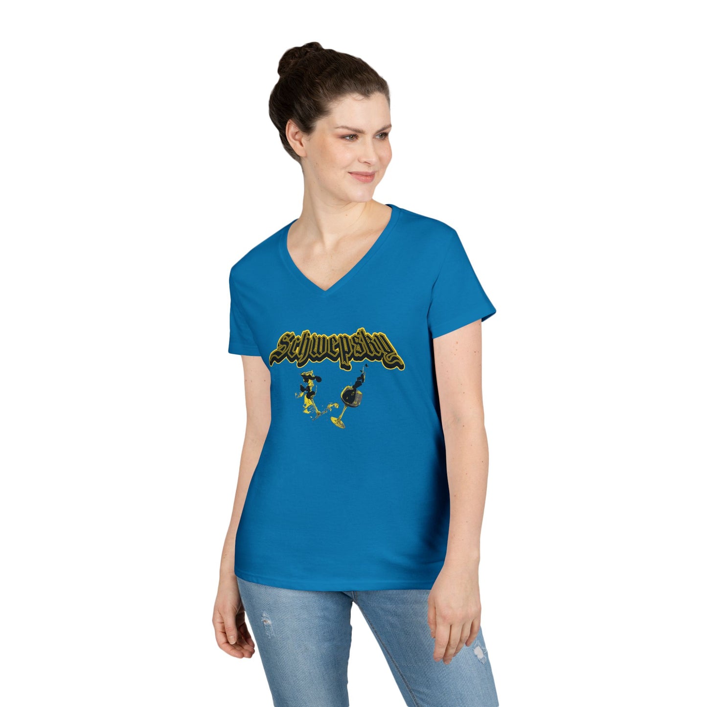 Schwepsky Vintage Wine Logo Ladies' V-Neck T-Shirt