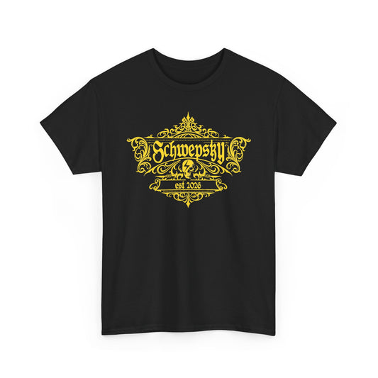 Schwepsky Logo T‑Shirt — Vintage Yellow Crest Graphic Tee