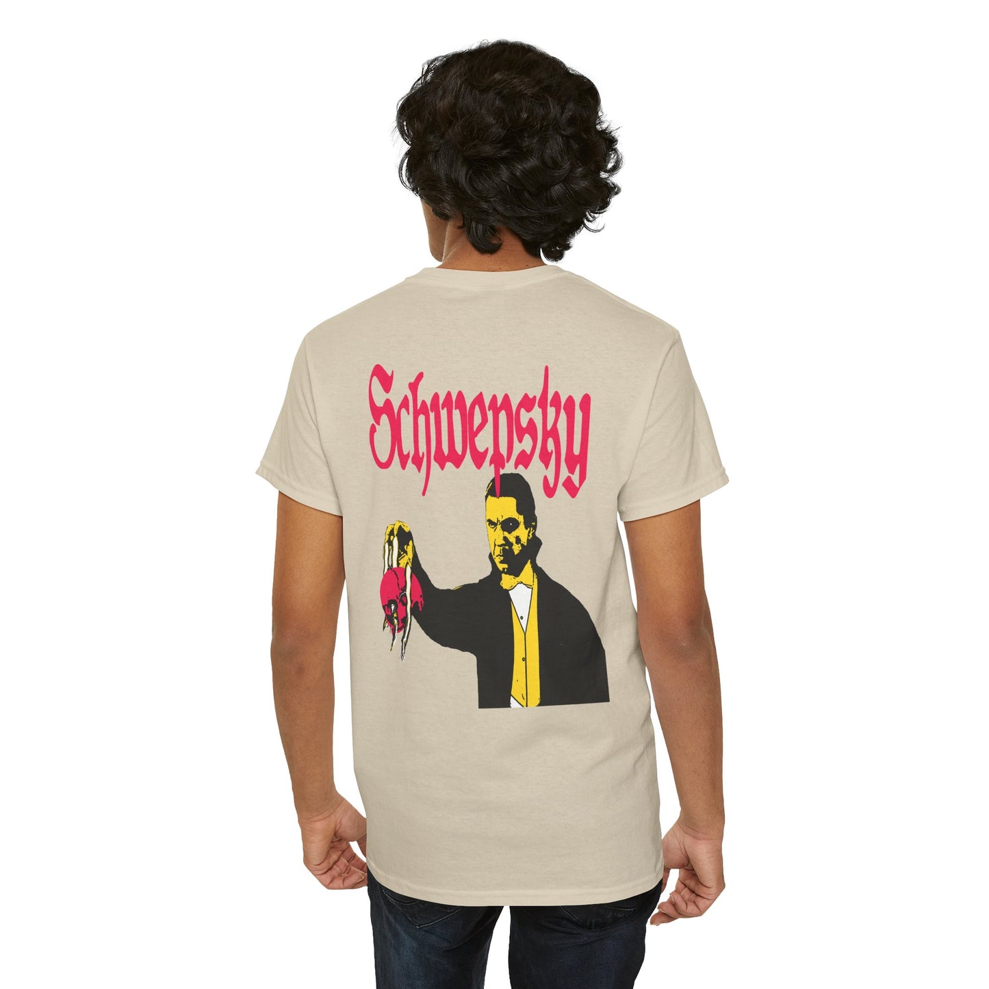 Schwepsky "Evil Lurking" Retro Gothic Logo T‑Shirt