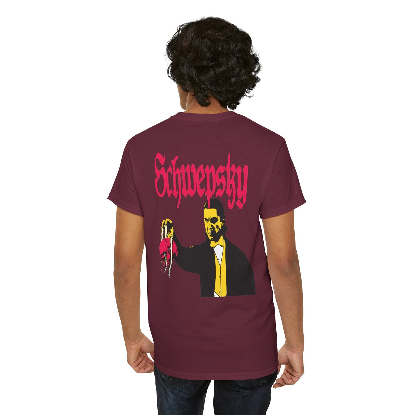 Schwepsky "Evil Lurking" Retro Gothic Logo T‑Shirt