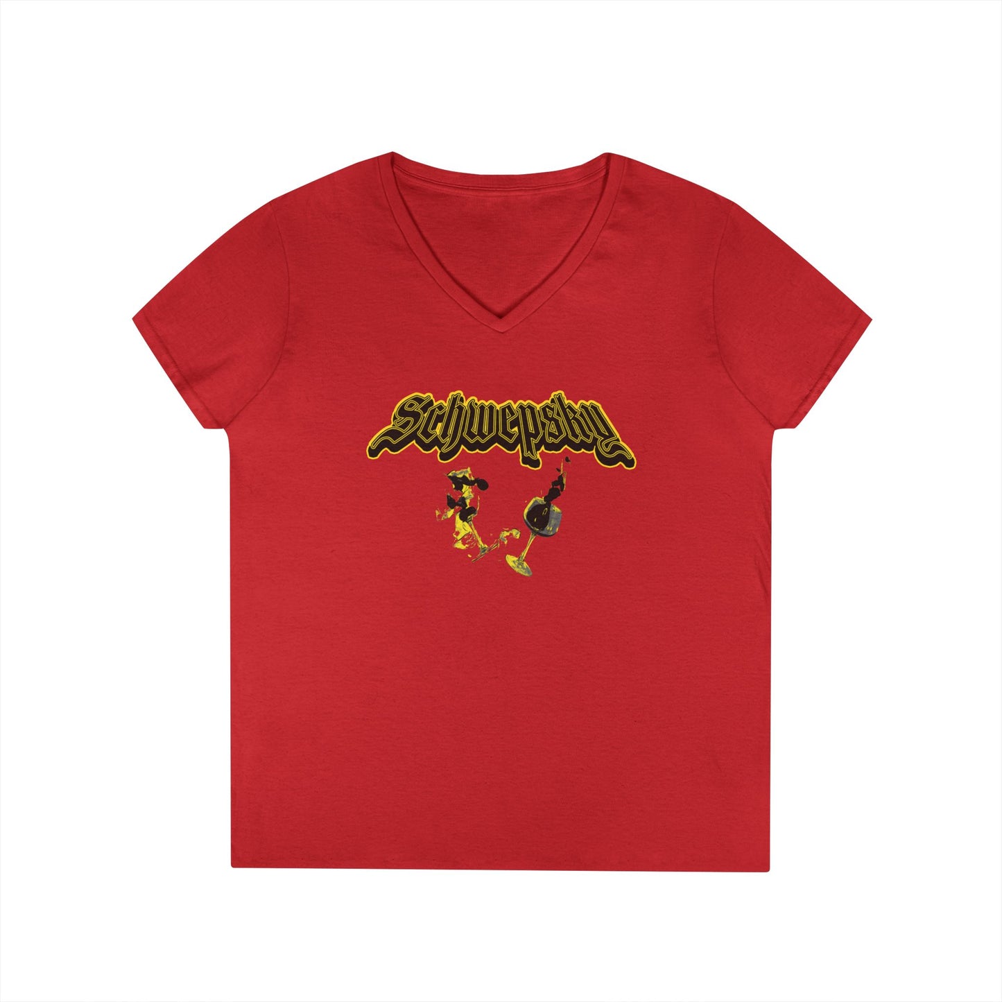 Schwepsky Vintage Wine Logo Ladies' V-Neck T-Shirt