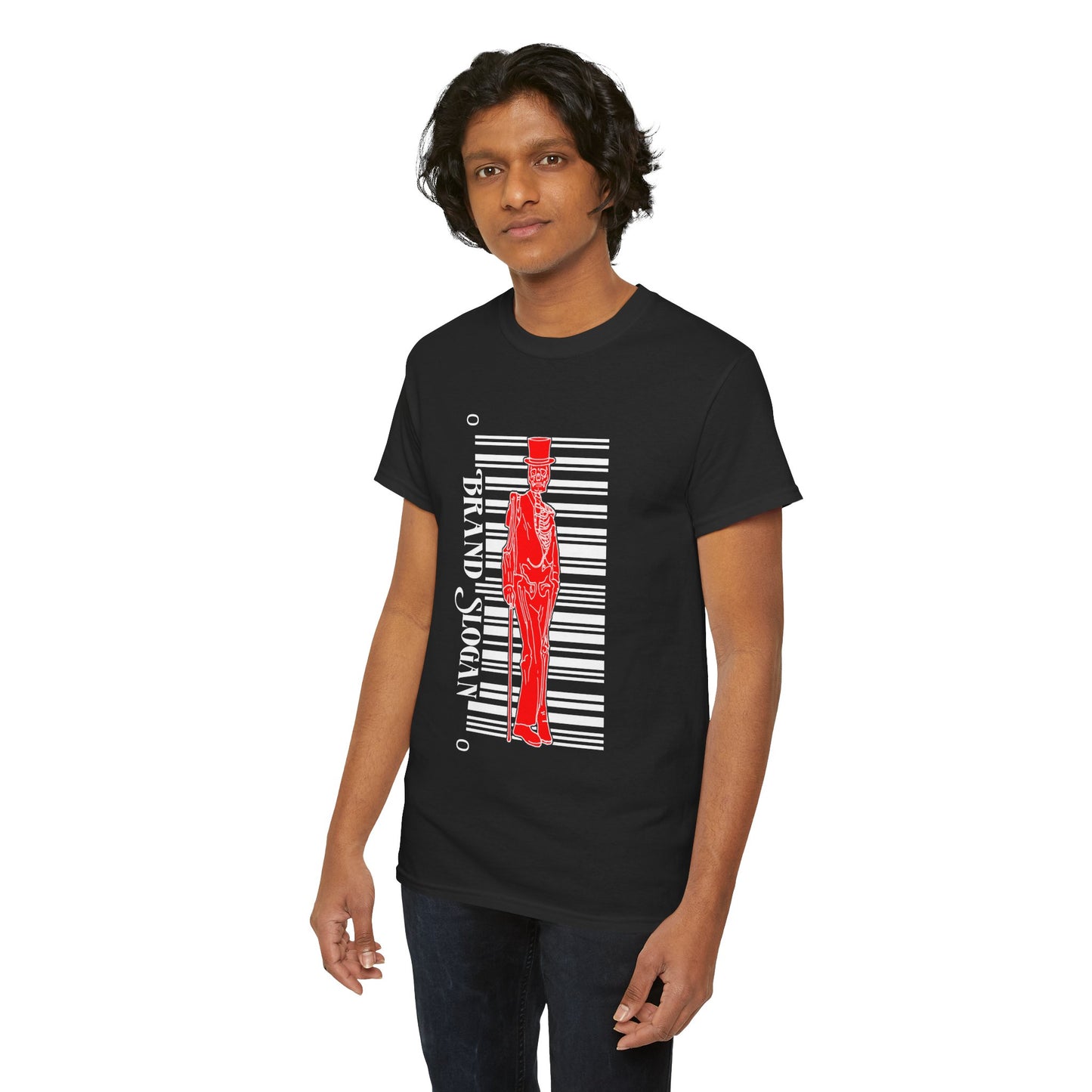 Vintage Gentleman Silhouette/ Barcode T-Shirt (Brand Slogan)