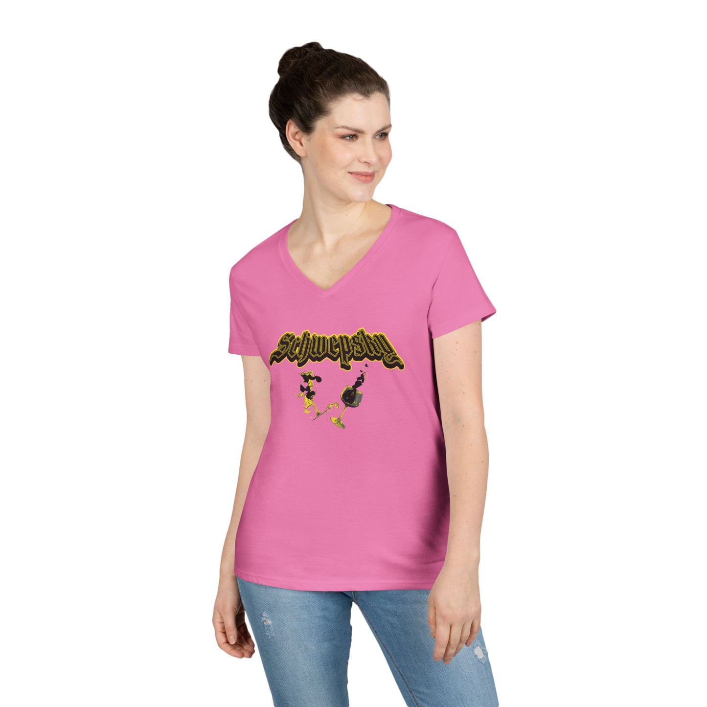 Schwepsky Vintage Wine Logo Ladies' V-Neck T-Shirt