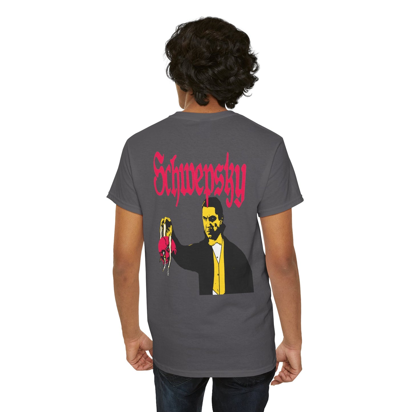 Schwepsky "Evil Lurking" Retro Gothic Logo T‑Shirt