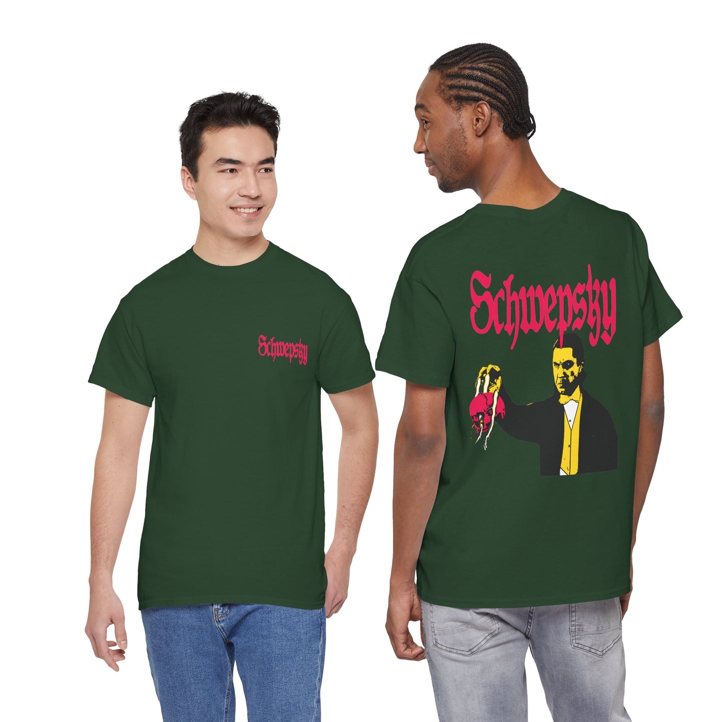 Schwepsky "Evil Lurking" Retro Gothic Logo T‑Shirt