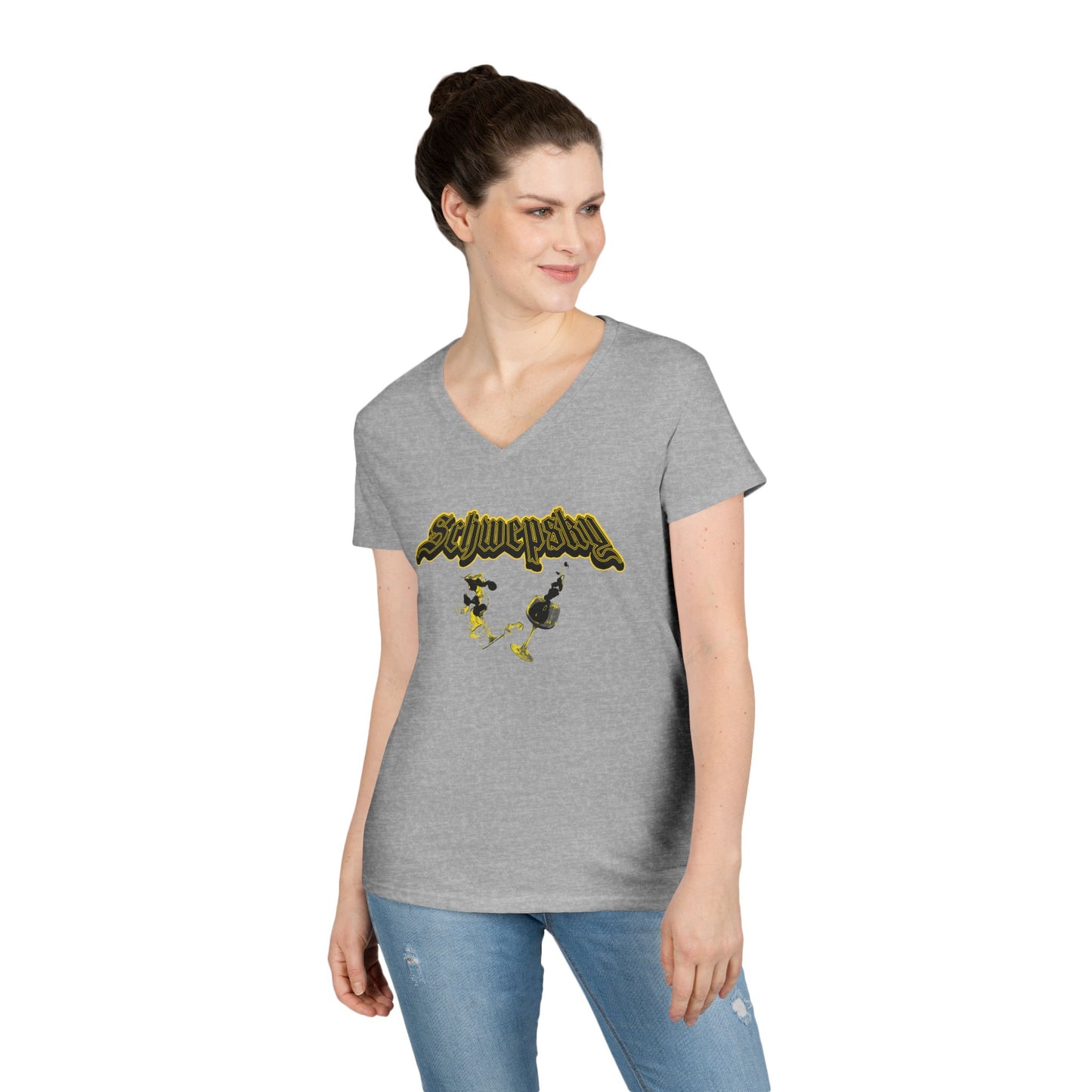 Schwepsky Vintage Wine Logo Ladies' V-Neck T-Shirt
