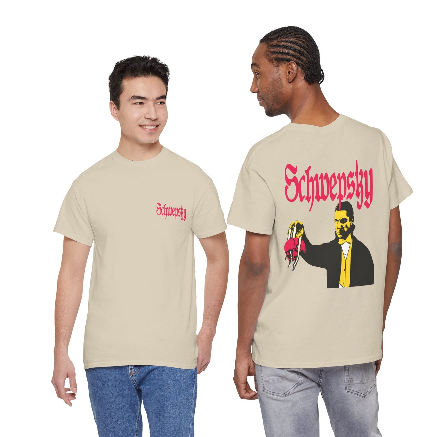 Schwepsky "Evil Lurking" Retro Gothic Logo T‑Shirt
