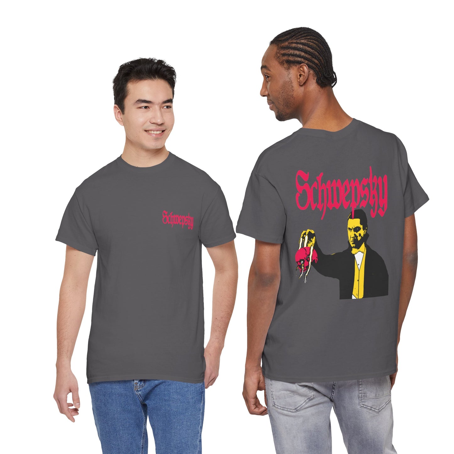 Schwepsky "Evil Lurking" Retro Gothic Logo T‑Shirt