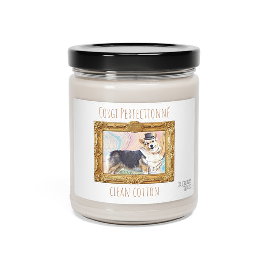 Corgi Perfectionné – Clean Cotton- Scented Soy Candle, 9oz